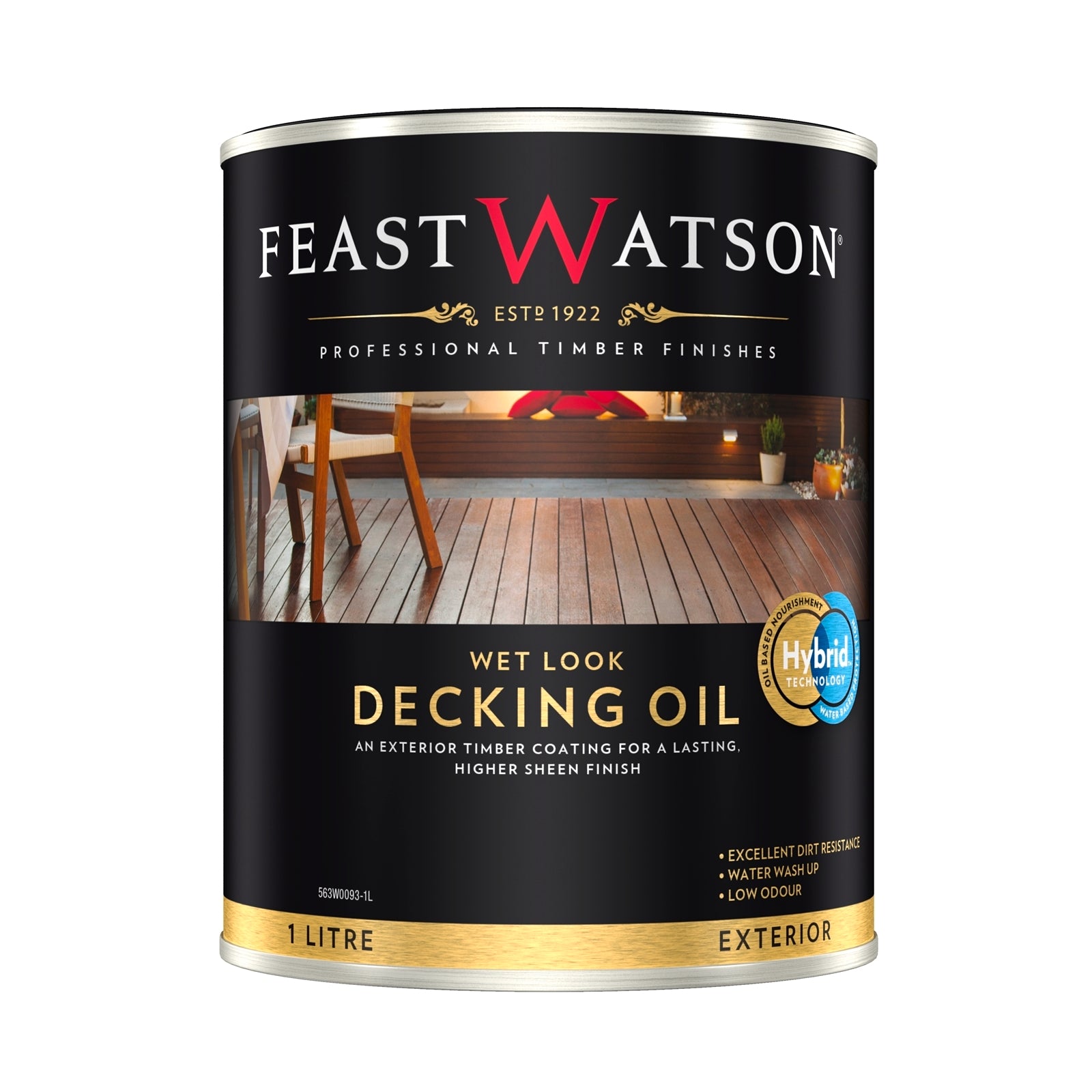 Feast Watson Wet Look Decking Oil 1L - Water Based, UV Resistant Clear Satin Decking Oil