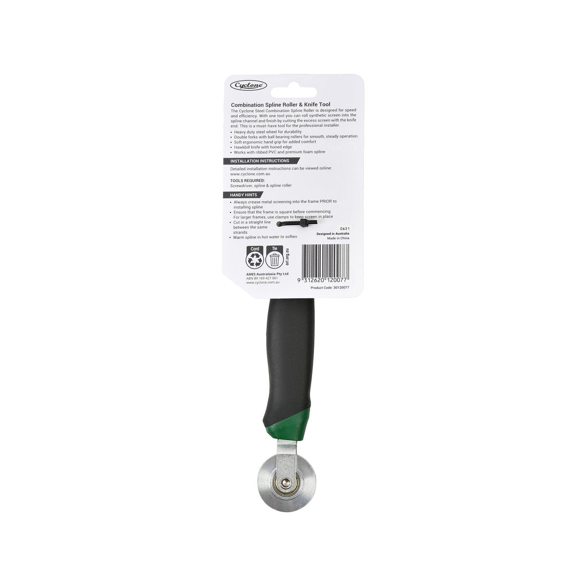 Cyclone Combo Knife Spline Roller for Synthetic Flyscreens