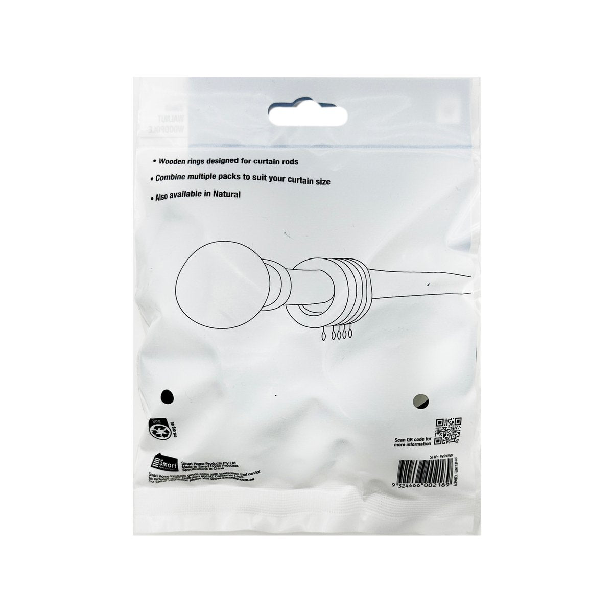 Windoware Curtain Rings - 33mm - Walnut - 5 Pack - SuperSaverAU - view 5