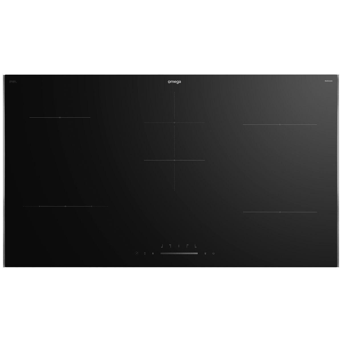 Omega 90cm ceramic cooktop - 5 zones, touch and slide controls, 2 DualZones, black glass - OCC905TZ