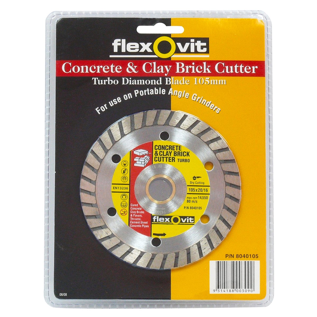 Flexovit 105mm Turbo Diamond Blade - Concrete & Clay Brick Cutter for Angle Grinders