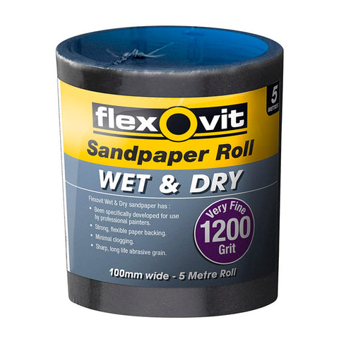 Flexovit 100mm x 5m 1200 Grit Wet and Dry Silicon Carbide Sandpaper Roll