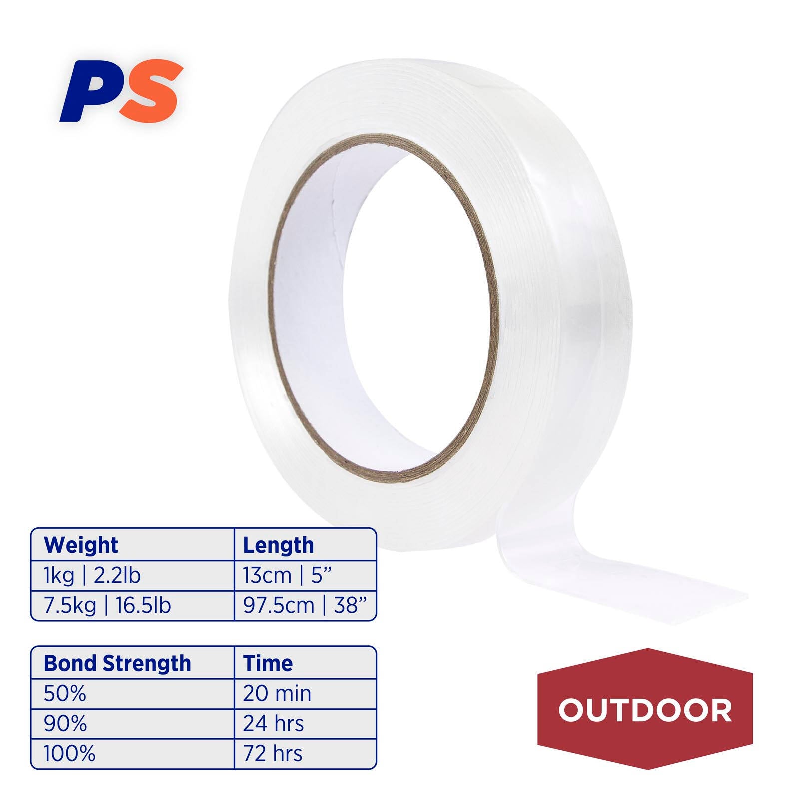 Permastik 24mm x 5m Clear Outdoor Mounting Tape Acrylic High Bond