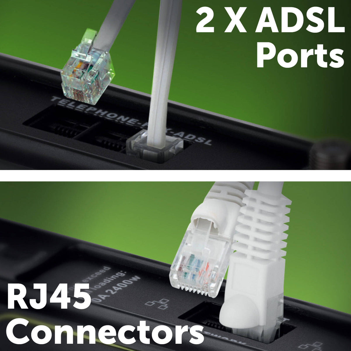Arlec 8 Outlet Surge Protected Powerboard with USB, CAT6 and ADSL