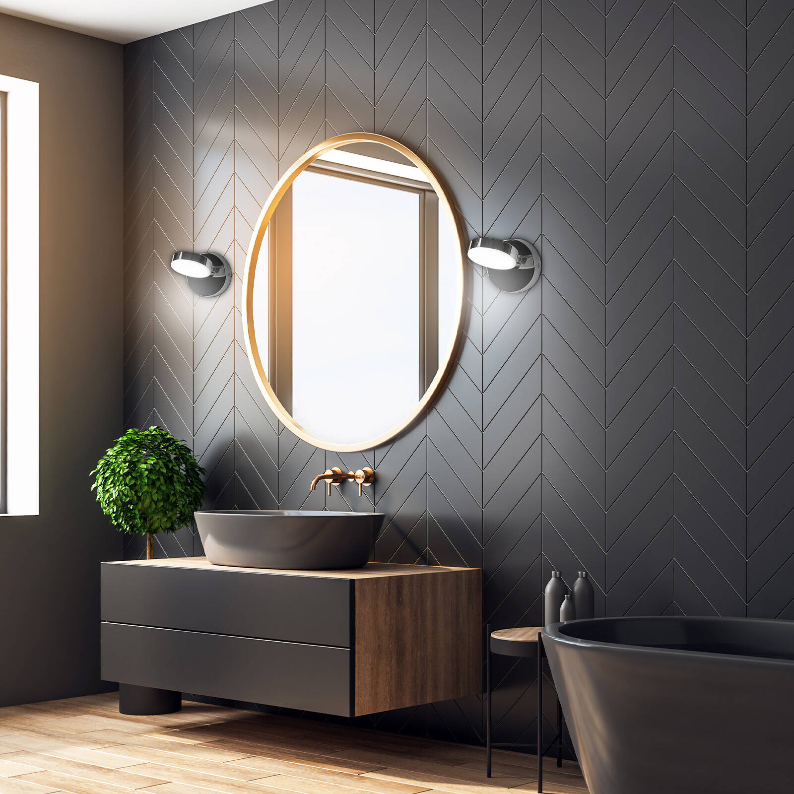 Brilliant Chrome Raxi Adjustable LED Vanity and Wall Light 22444/15