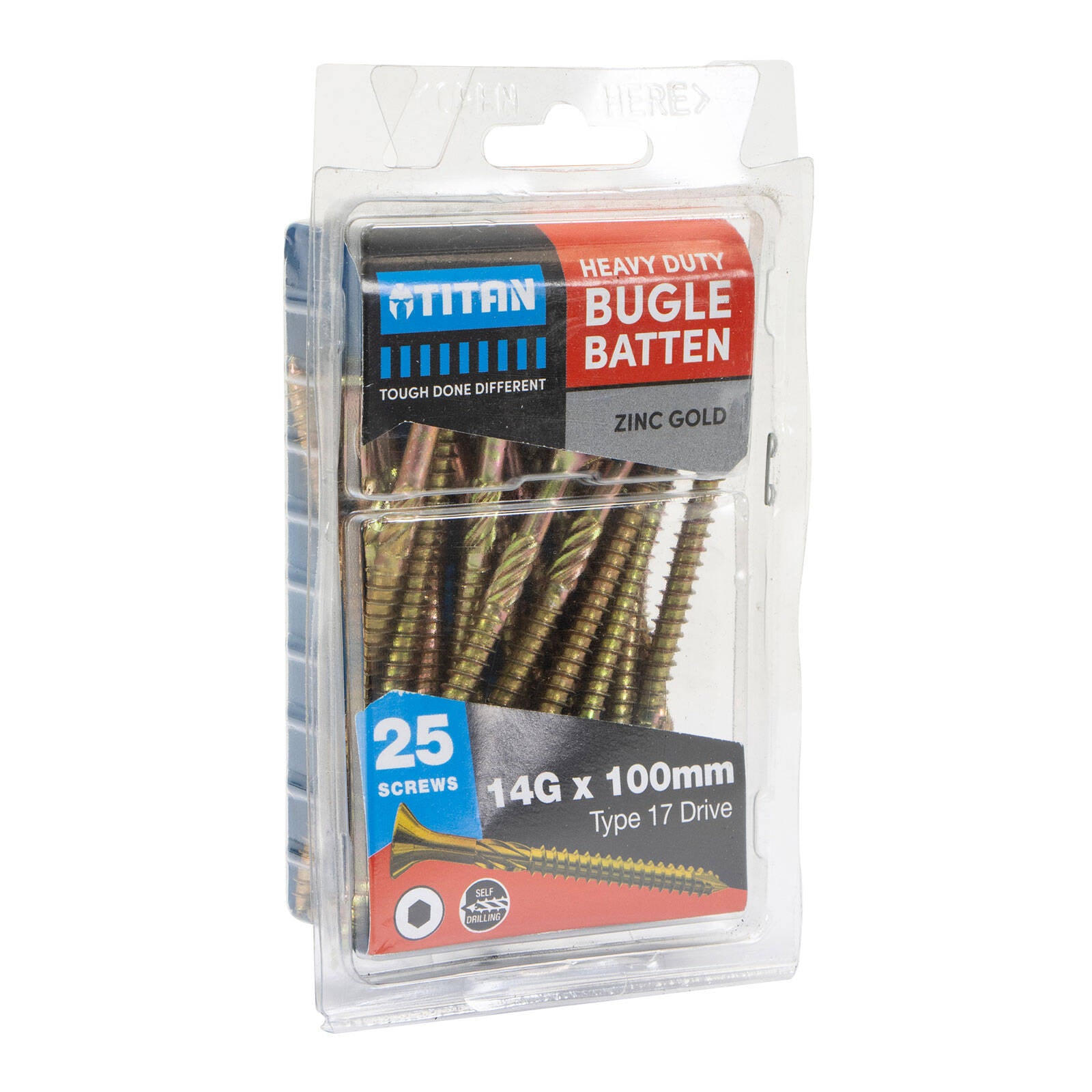 Titan 14g x 100mm Zinc Gold Timber Bugle Batten Screw - 25 Pack