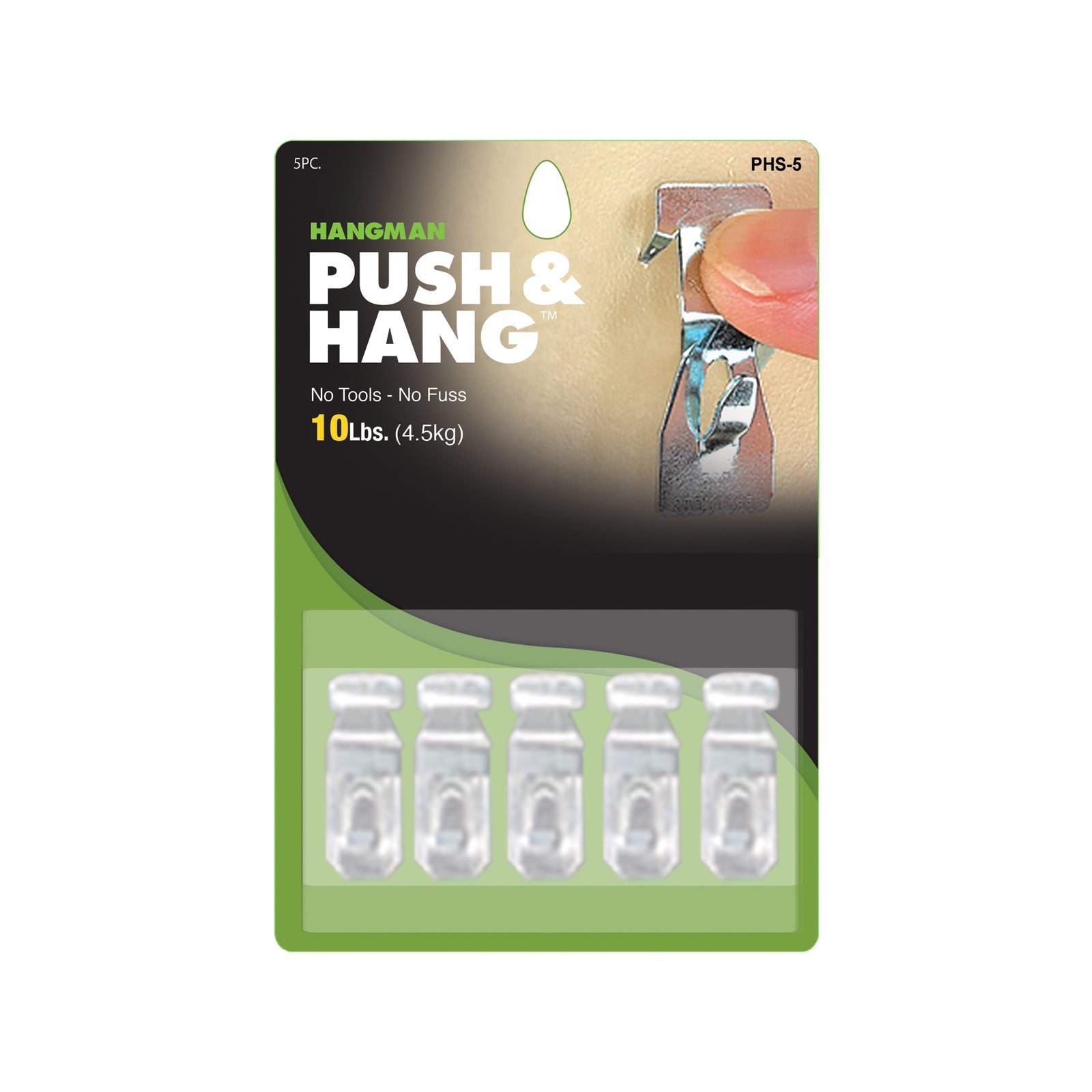 Hangman Push & Hang Picture Hanger 5 Pack Plasterboard 4kg