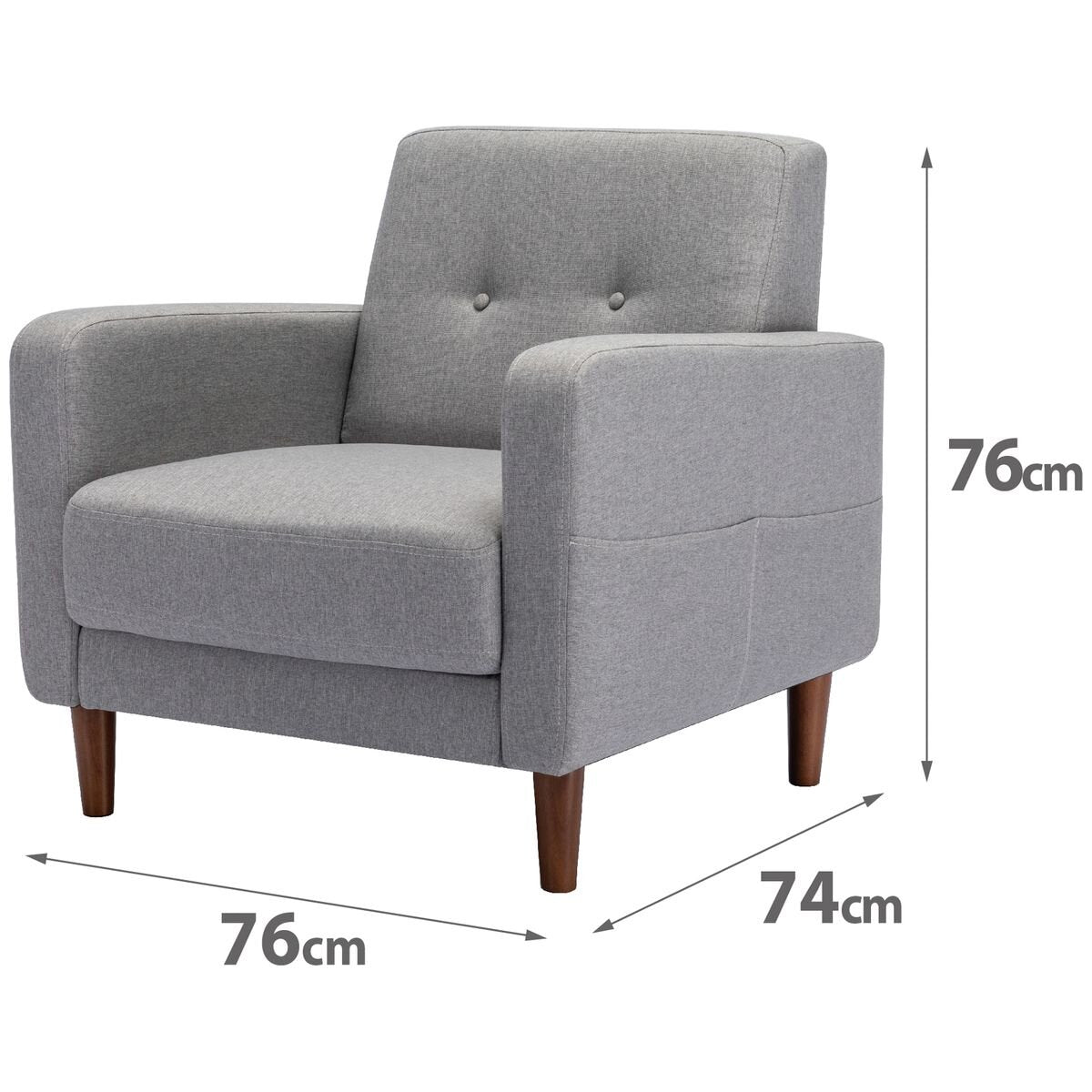 Zinus Adair Modern Armchair - Light Grey with Armrest Pockets and Tool-Free Assembly - AU-AD-LG-AC