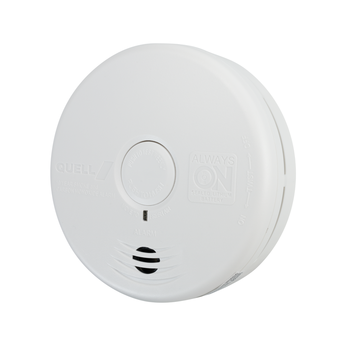 Quell Worry-Free Photoelectric Smoke and Carbon Monoxide Alarm, 85dB White Lithium