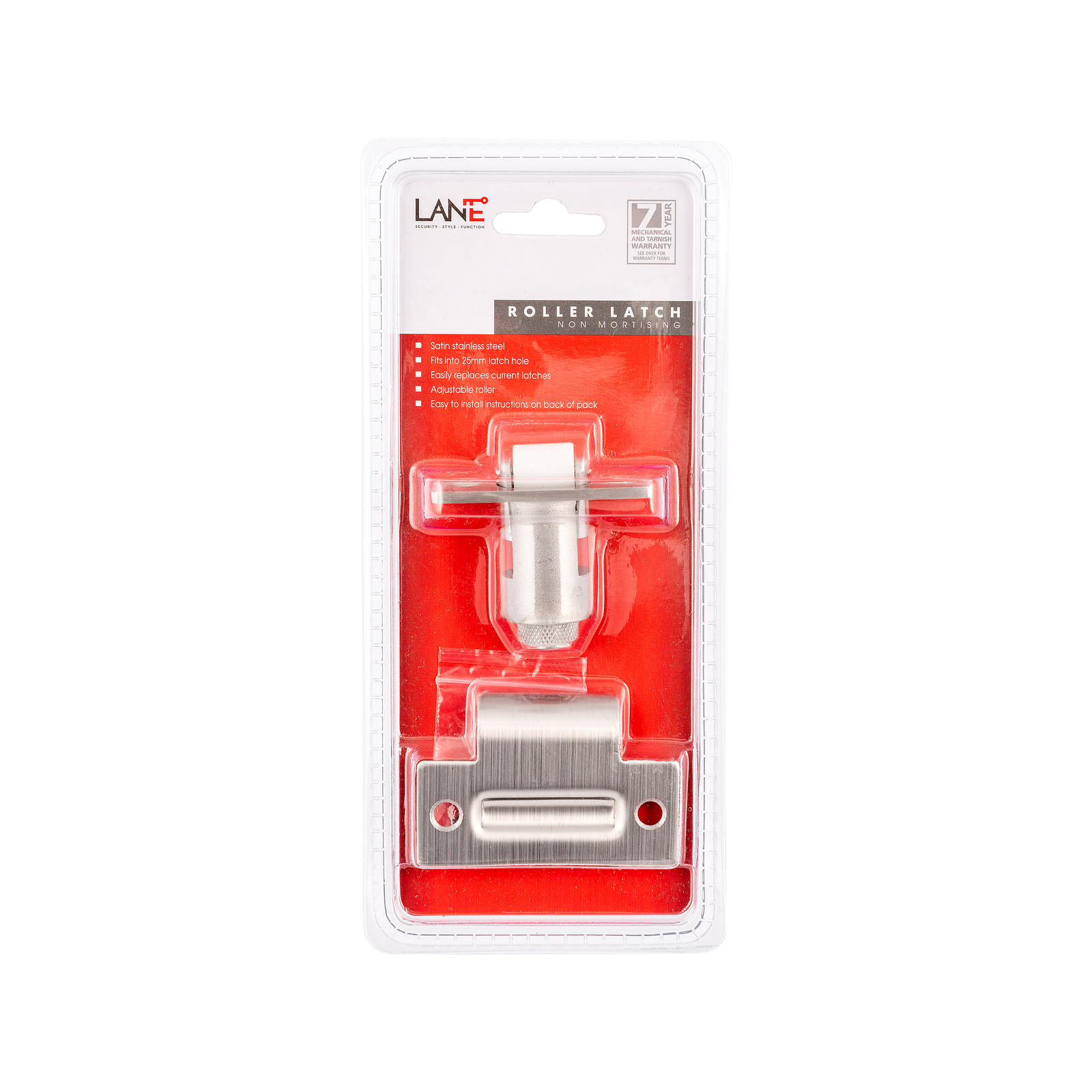 Lane Non Mortise Roller Latch Brushed Satin Chrome - 27mm Indoor Outdoor