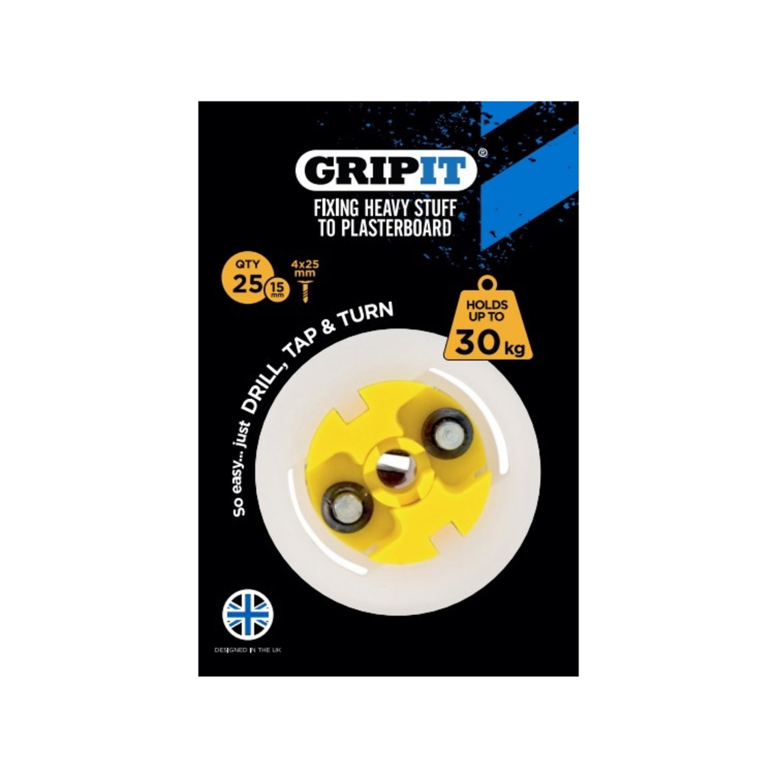 GripIt 15mm Yellow Plasterboard Fixing - 25 Pack