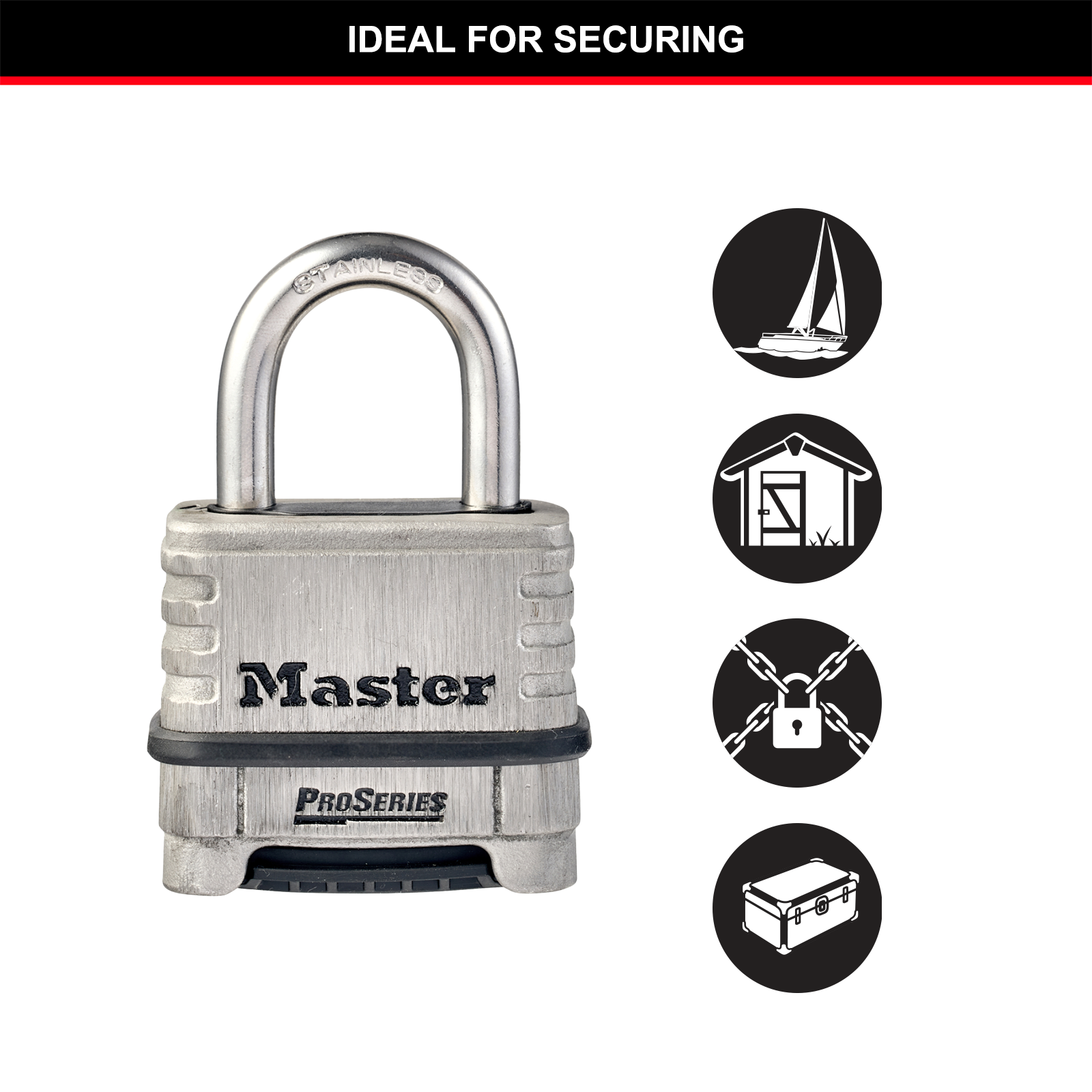 Master Lock 57mm Stainless Steel Combination Padlock Resettable