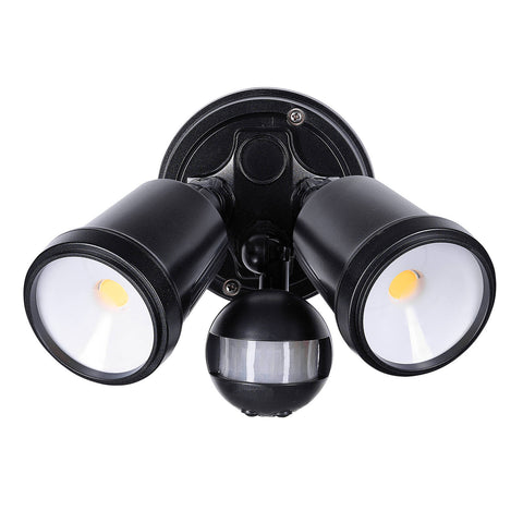 Brilliant Raptor III Black Twin LED Security Light 20W Motion Sensor Outdoor 22605/06