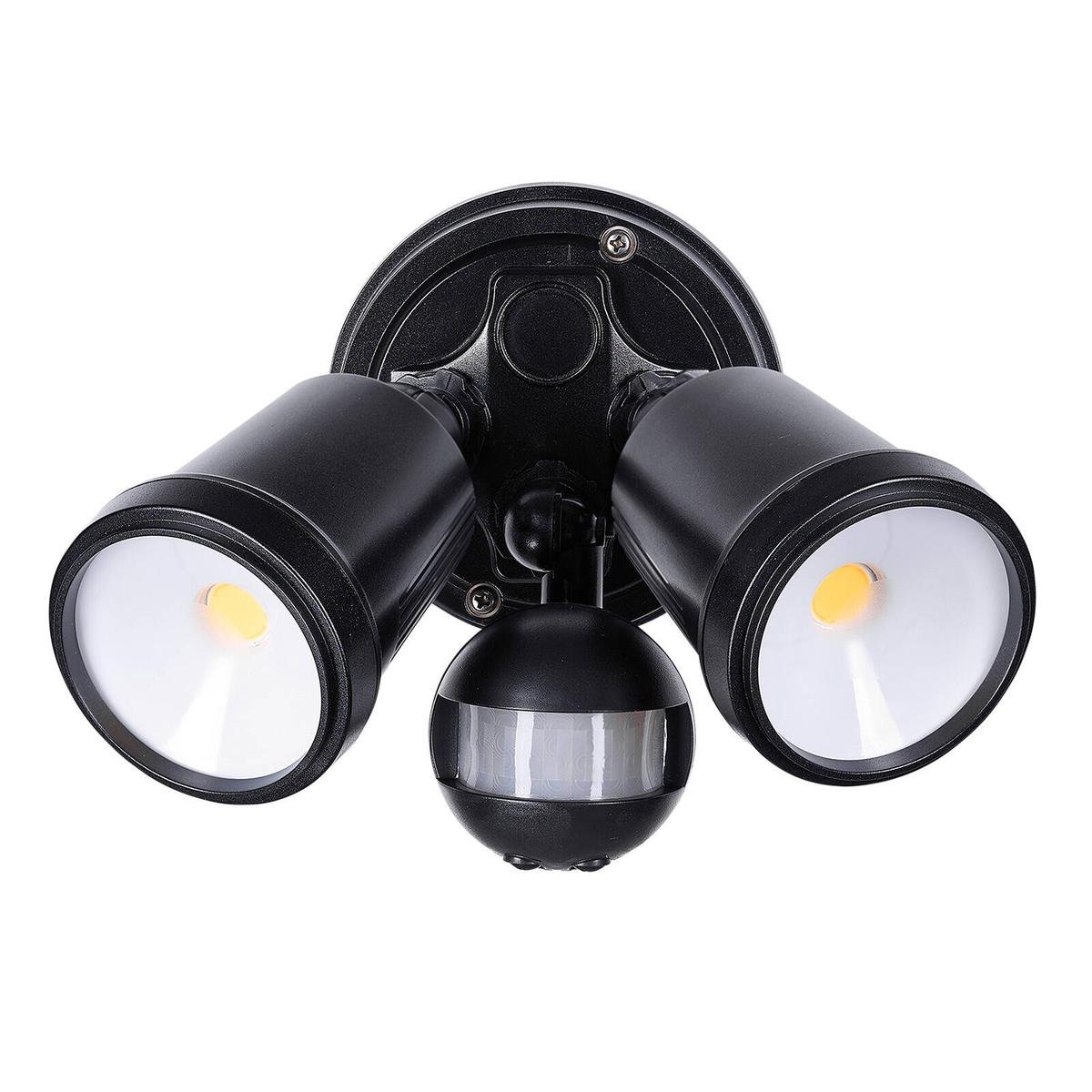 Brilliant Raptor III Black Twin LED Security Light 20W Motion Sensor Outdoor 22605/06
