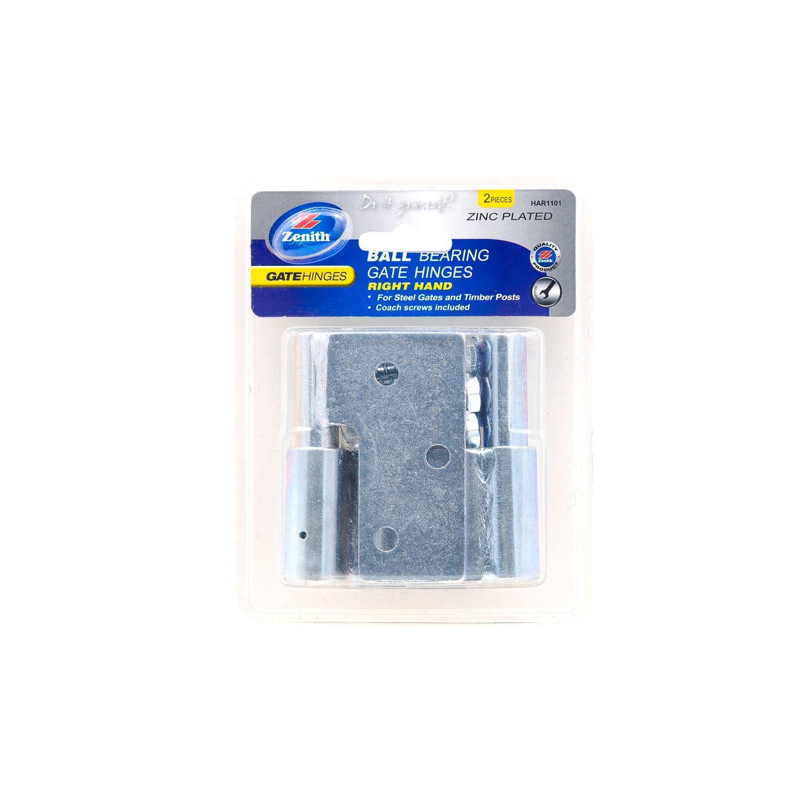 Zenith Zinc Plated Ball Bearing Steel-to-Timber Gate Hinge - Right Hand, 2 Pack
