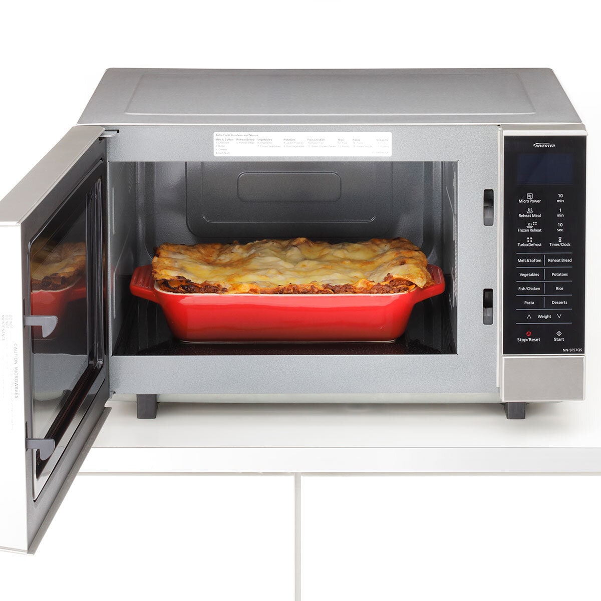 Panasonic 27L flatbed inverter microwave - 1000W, silver, touch controls, 17 menu options - NN-SF57QSQPQ