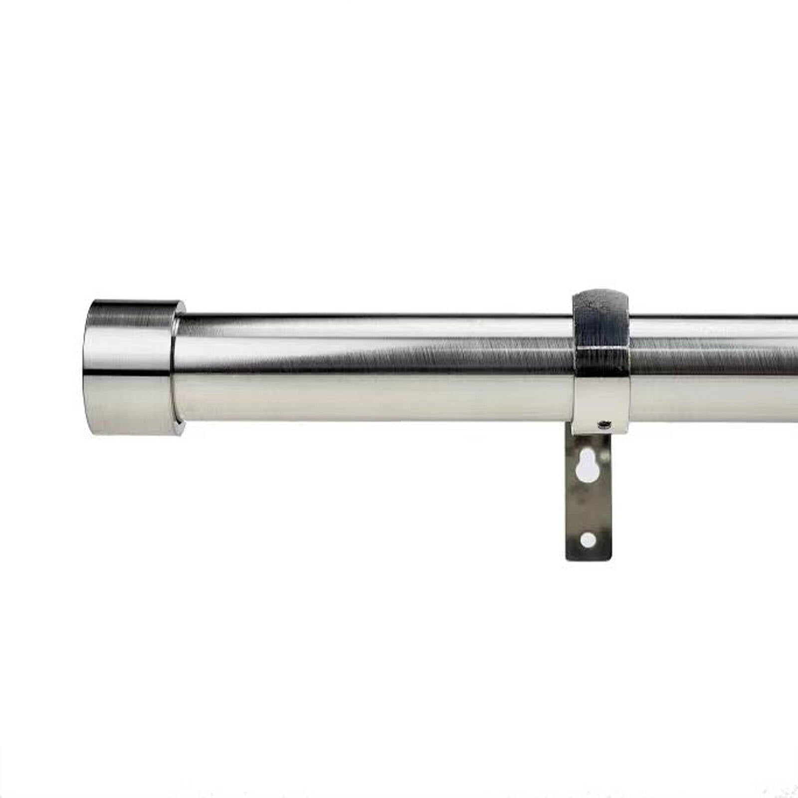 Pillar 16mm Brushed Chrome Aluminium Curtain Rod Finial Cap - 2 Pack