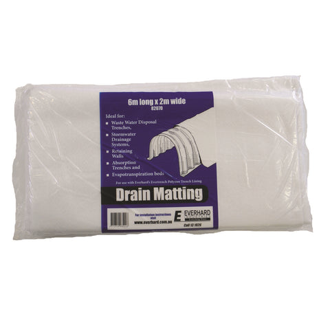 Everhard 2 x 6m Drain Matting, White Non-Woven Polypropylene Geotextile