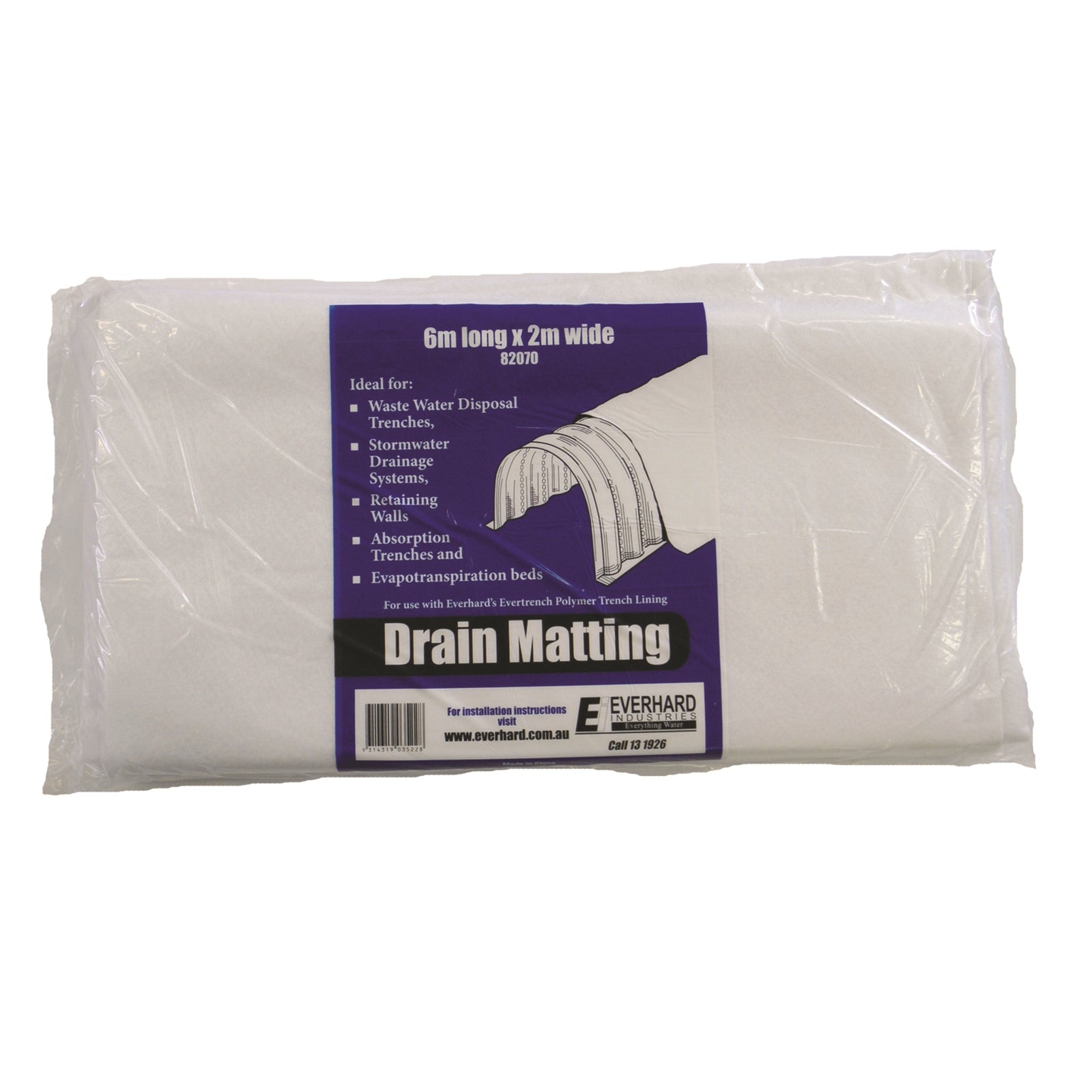 Everhard 2 x 6m Drain Matting, White Non-Woven Polypropylene Geotextile