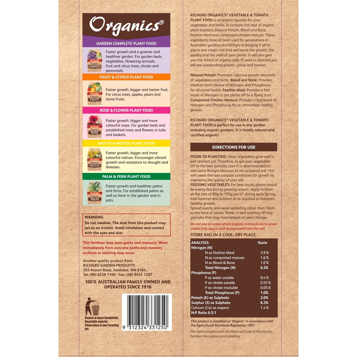 Richgro 5kg Organic Vegetable Tomato Plant Food - Boost Growth Quality - SuperSaverAU - view 2