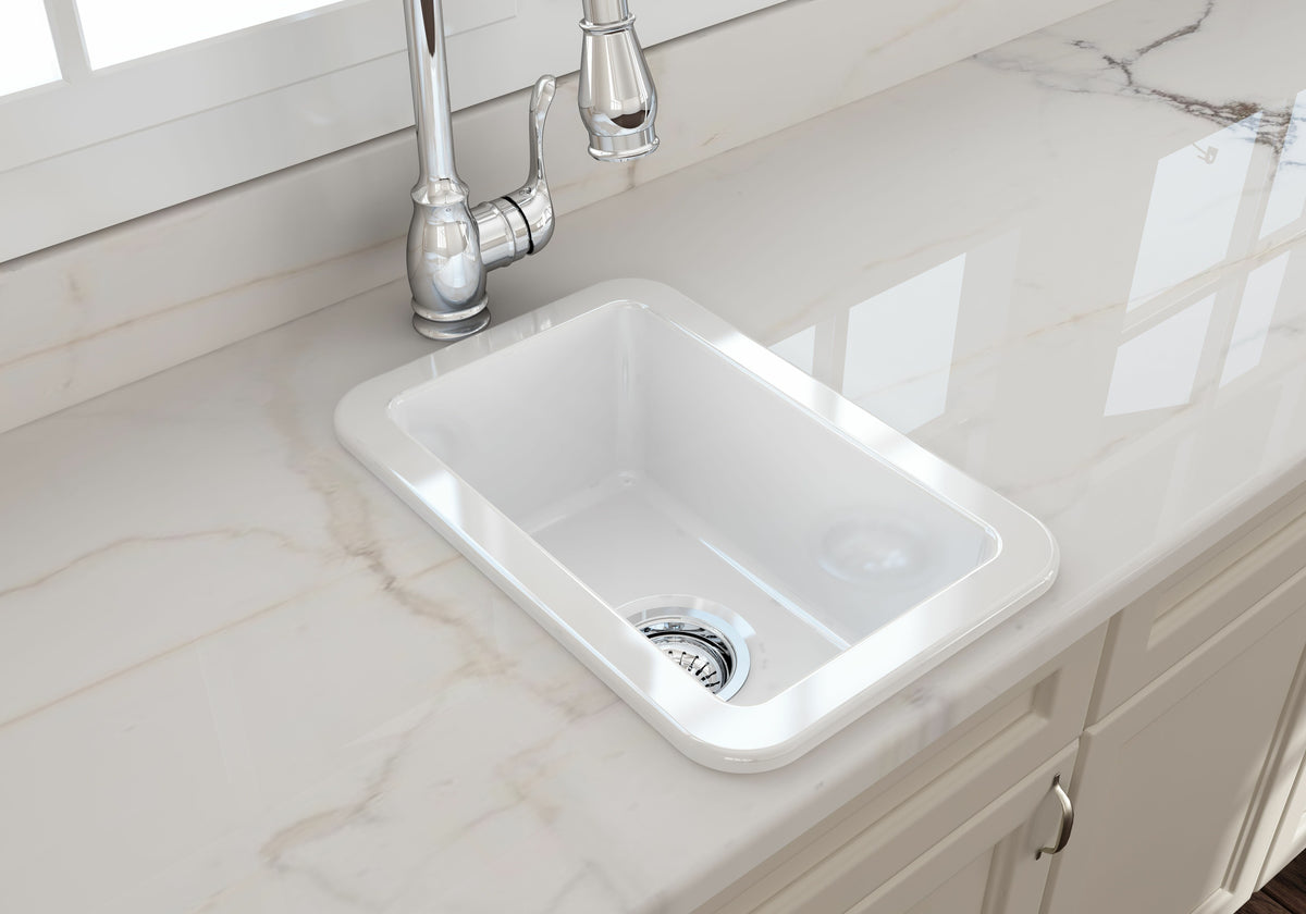 Turner Hastings Cuisine 30 single bowl fine fireclay sink - 17L, top mount or undermount, white gloss - CU30FS