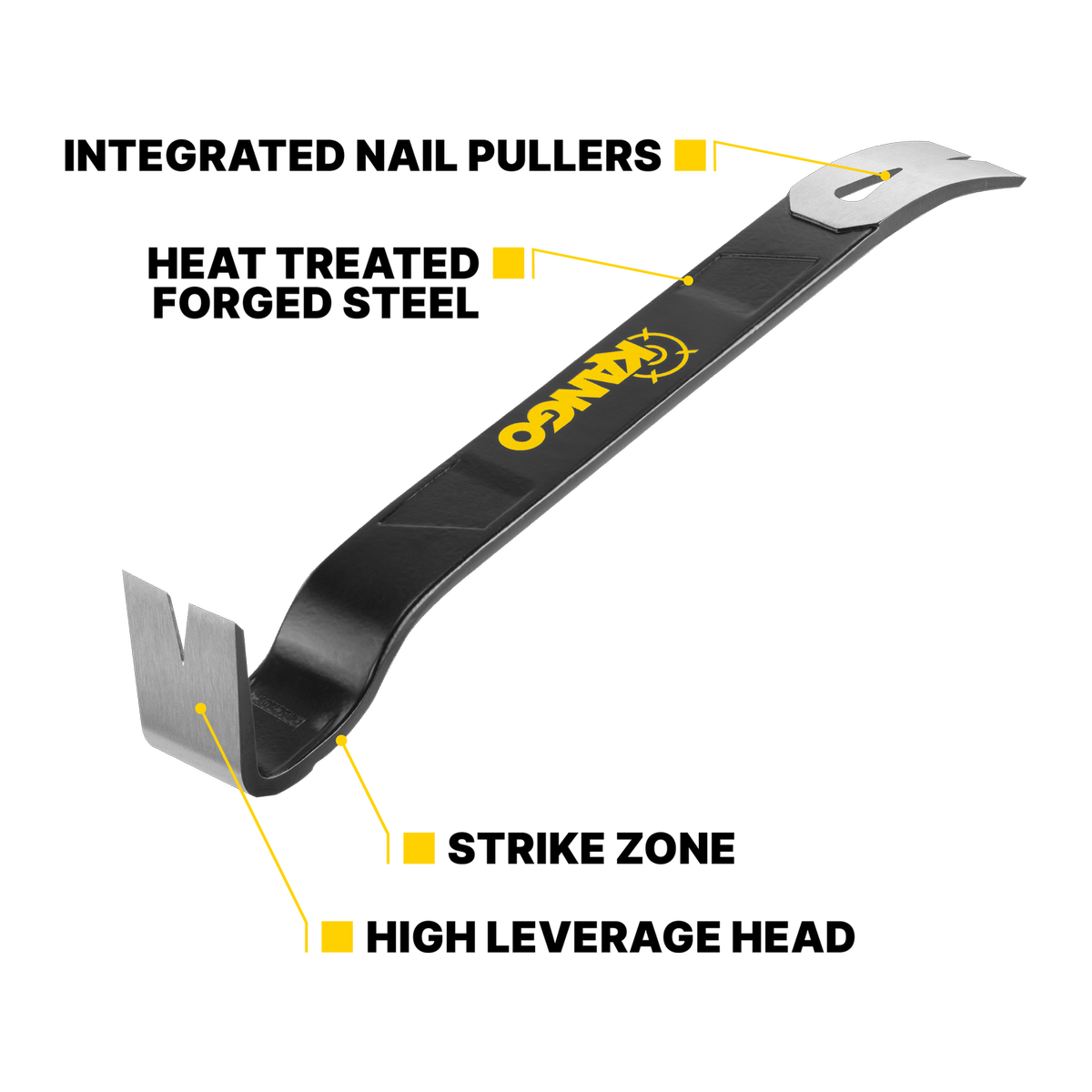 Kango 380mm Flat Pry Bar with Built-In Fulcrum and Nail Pullers