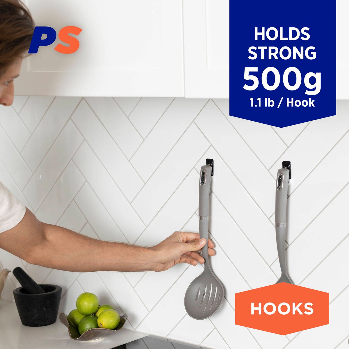 Permastik Small Black Kitchen Hooks 9 Pack - 22mm x 40mm - Holds 500g - SuperSaverAU - view 2