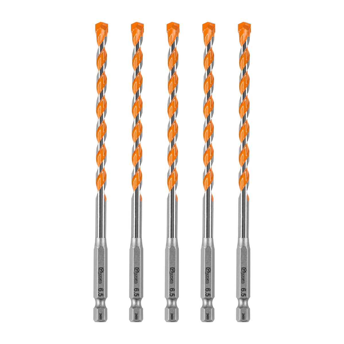 Kango 6.5 x 150mm Masonry Drill Bit 5 Pack - Carbide Tip, 1/4" Hex Shank
