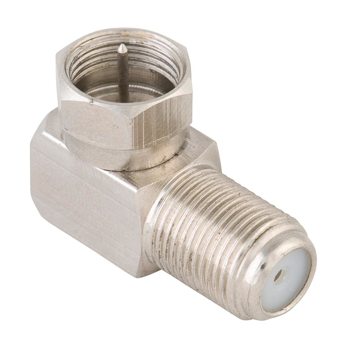 Antsig Right Angle F-Connector Adaptor - Nickel Plated Brass, Male to Female Indoor