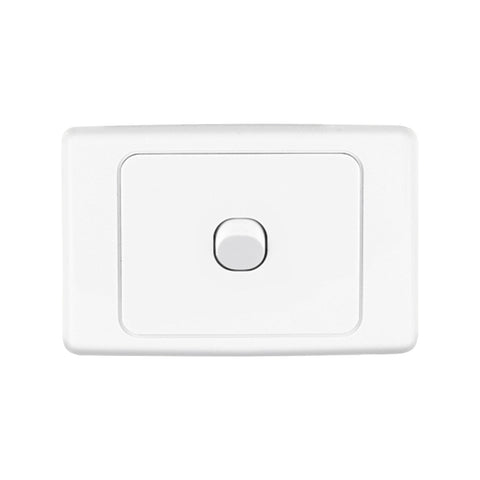DETA 1 Gang Single Light Switch - White Polycarbonate Horizontal 240V