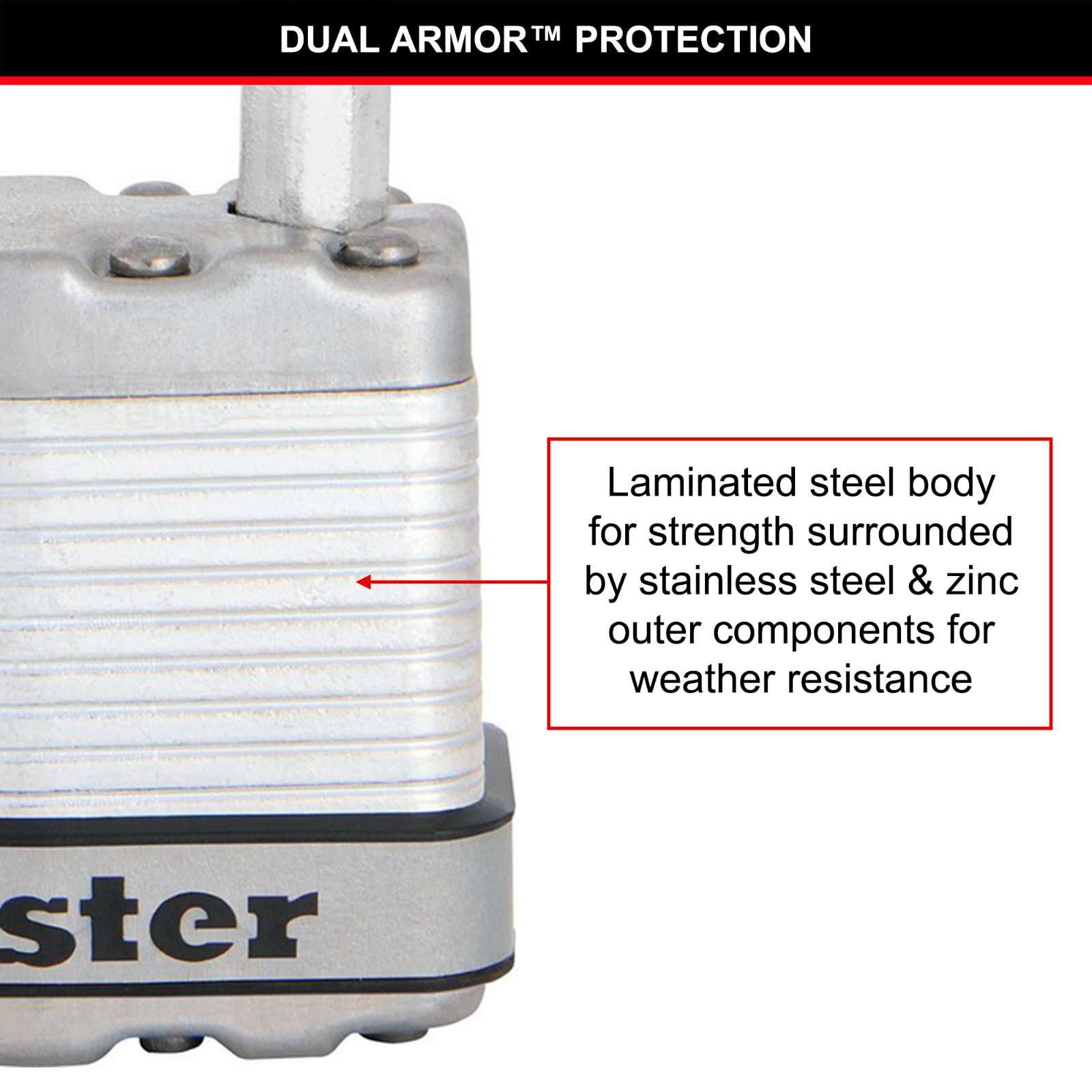 Master Lock 45mm Magnum Laminated Steel Padlock 38mm Long Shackle 4 Pack