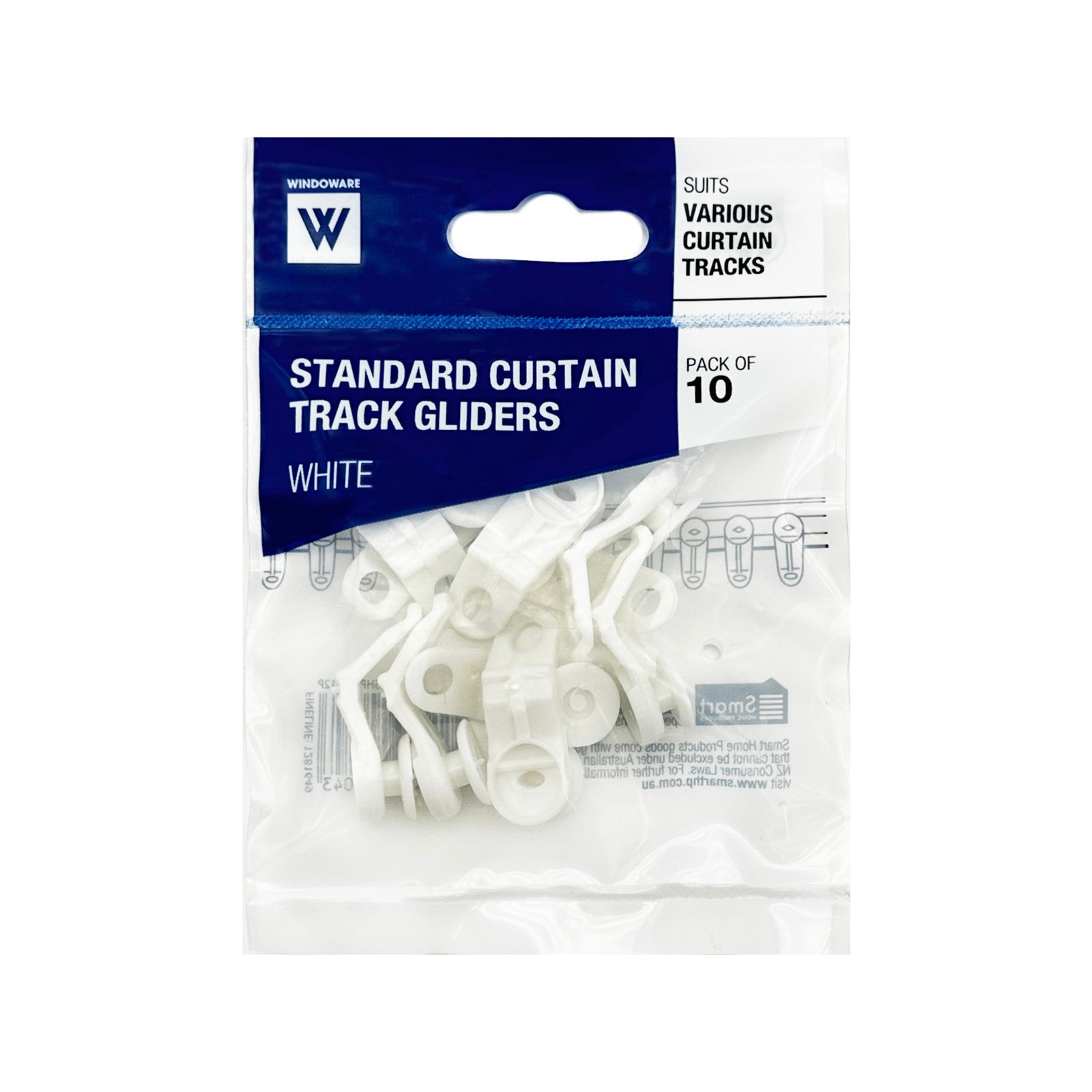 Windoware Standard Plastic Curtain Track Glider - Ivory, 10 Pack