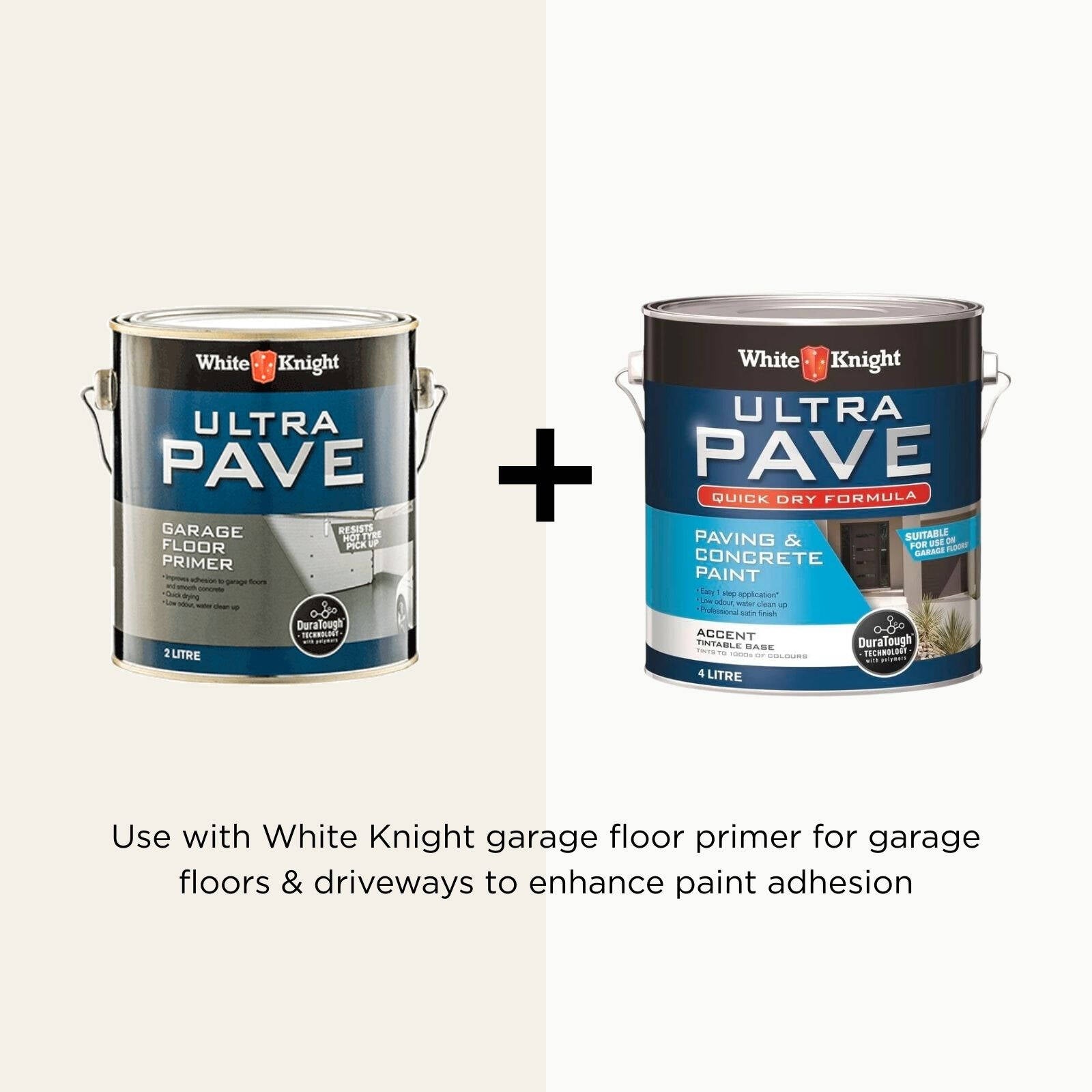 White Knight Ultra Pave 4L Accent Quick Dry Paving & Concrete Paint - Water Based, Tintable, Recoat 2hrs