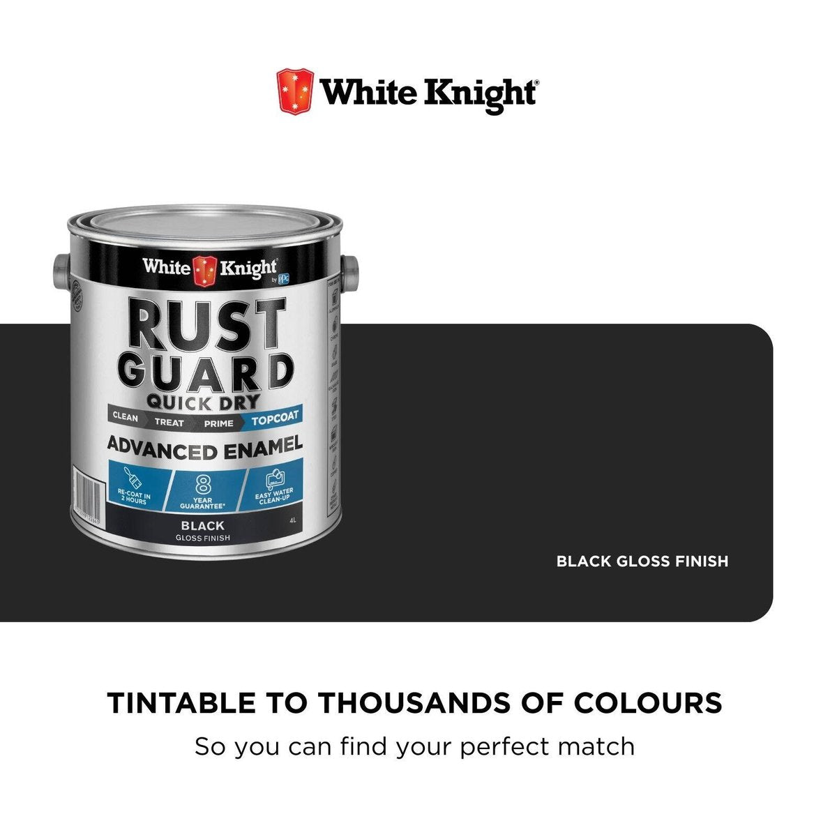 White Knight Rust Guard Quick Dry Enamel 4L Black Gloss