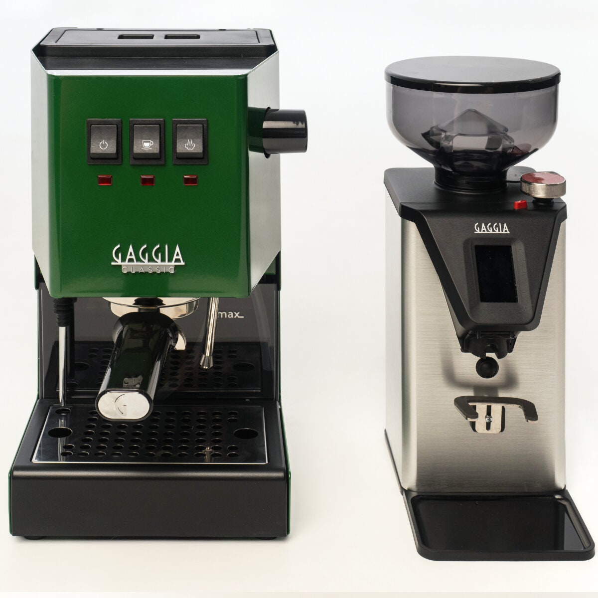 Gaggia Classic E24 Coffee Machine and MDF55 Grinder Bundle - Green - Doserless Grinding - DMGNCEVOGRNBUN
