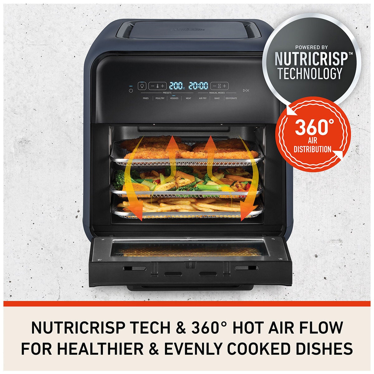 Sunbeam FlexiFry 10L Air Fryer Oven - Blue, 2000W, Air Fry, Bake and Dehydrate - AFP5100BL