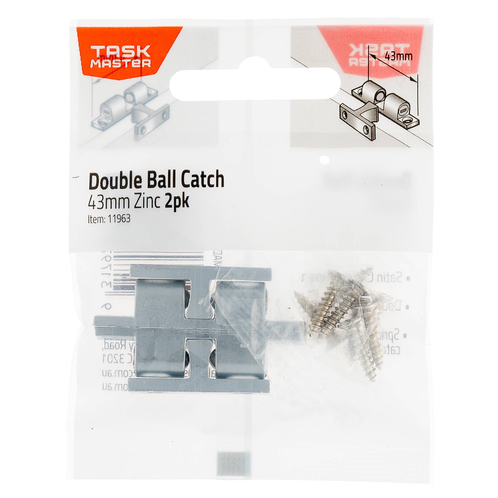 Taskmaster 43mm Zinc Double Ball Catch 2 Pack
