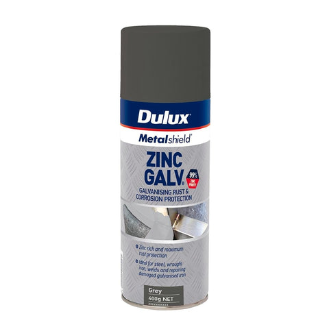 Dulux Metalshield Zinc Galv Spraypak 400g Grey - Anti-Corrosive Coating - SuperSaverAU - view 1