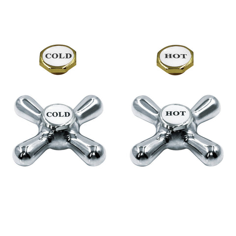 Shaw & Mason Chrome Federation Cross Handle Pair Brass