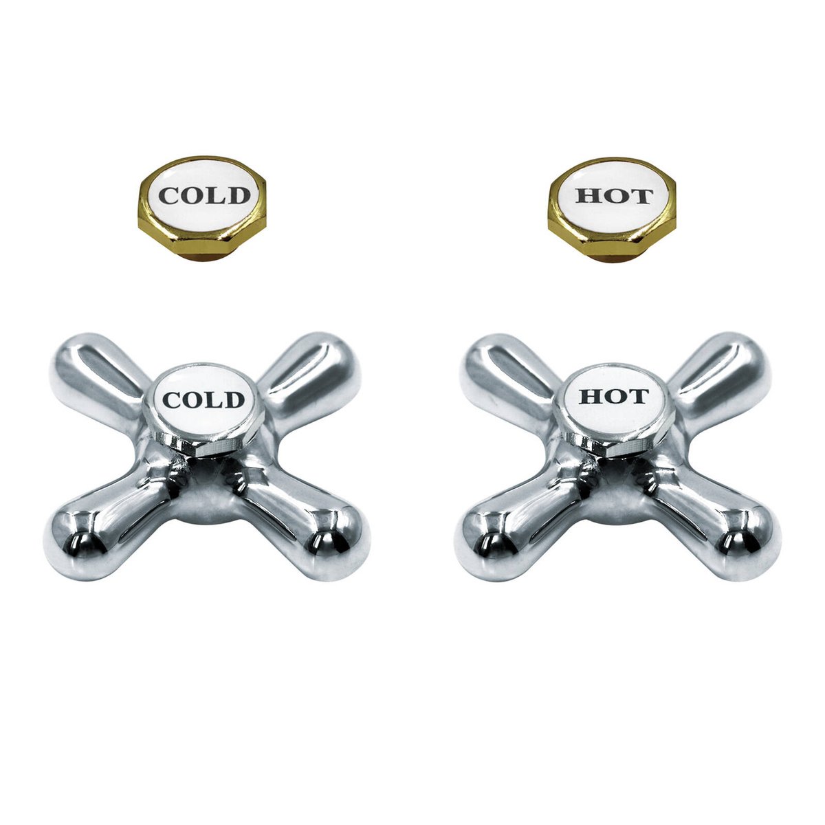 Shaw & Mason Chrome Federation Cross Handle Pair Brass