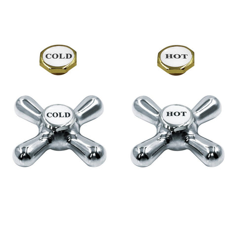 Shaw Mason Chrome Federation Cross Handle Pair - 112mm x 179mm - Brass - SuperSaverAU - view 1
