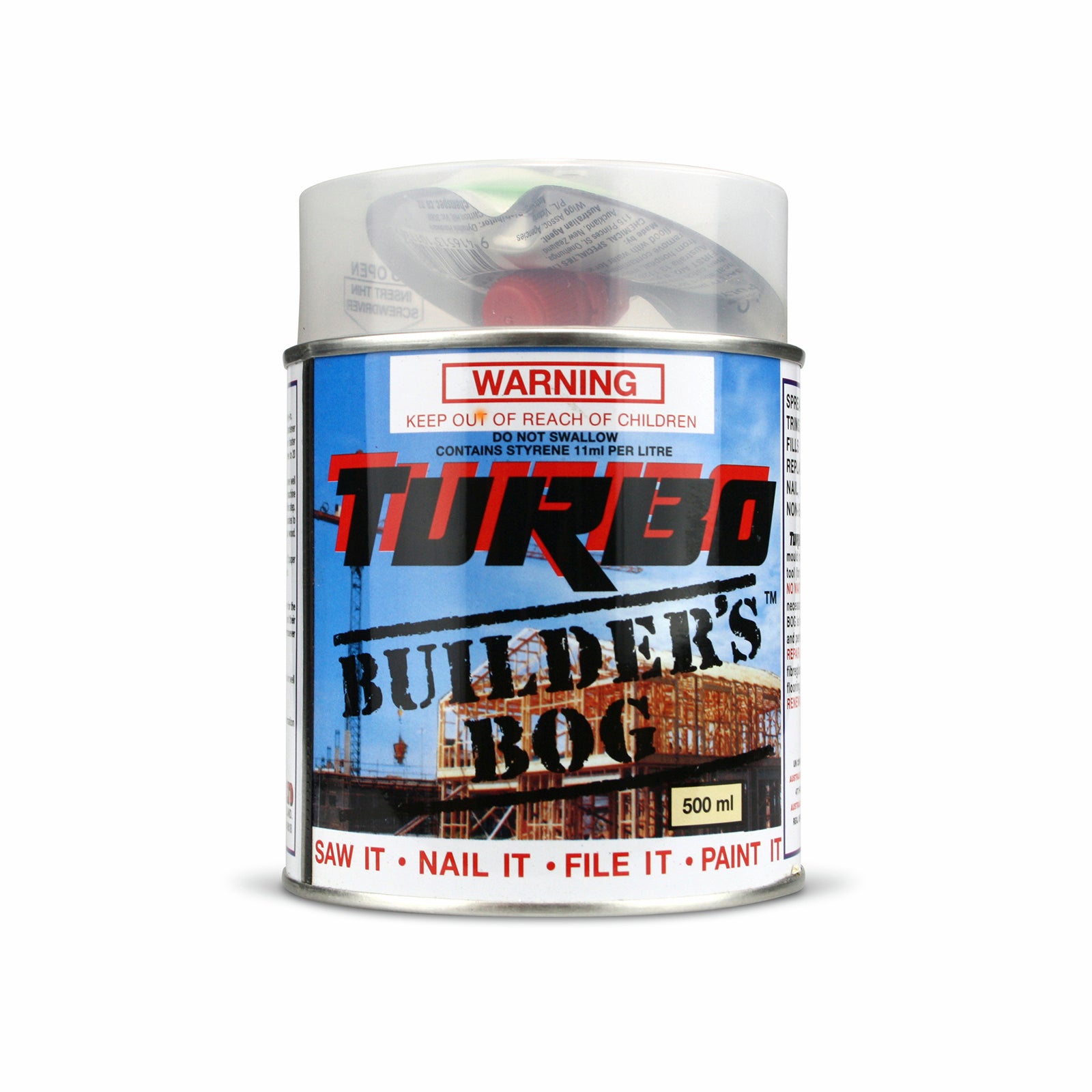 Turbo 500ml Builder's Bog Polyester Filler, Paintable, Stainable, UV Resistant, Beige