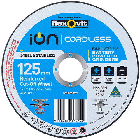 Flexovit 125mm Ion Cordless Reinforced Cut Off Wheel - Zirconia