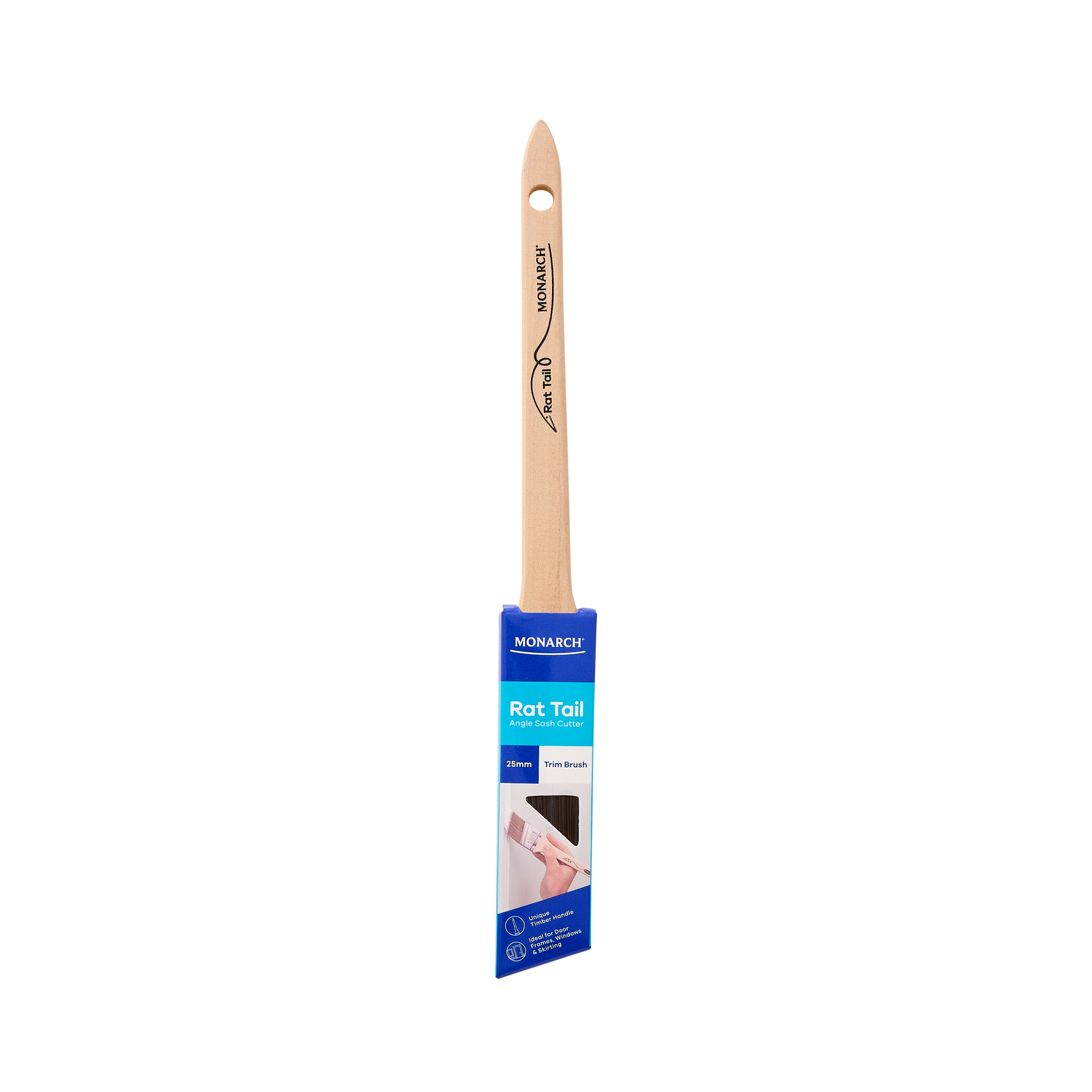 Monarch 25mm Rat Tail Angled Trim Paint Brush, Synthetic Filament, Stainless Steel Ferrule