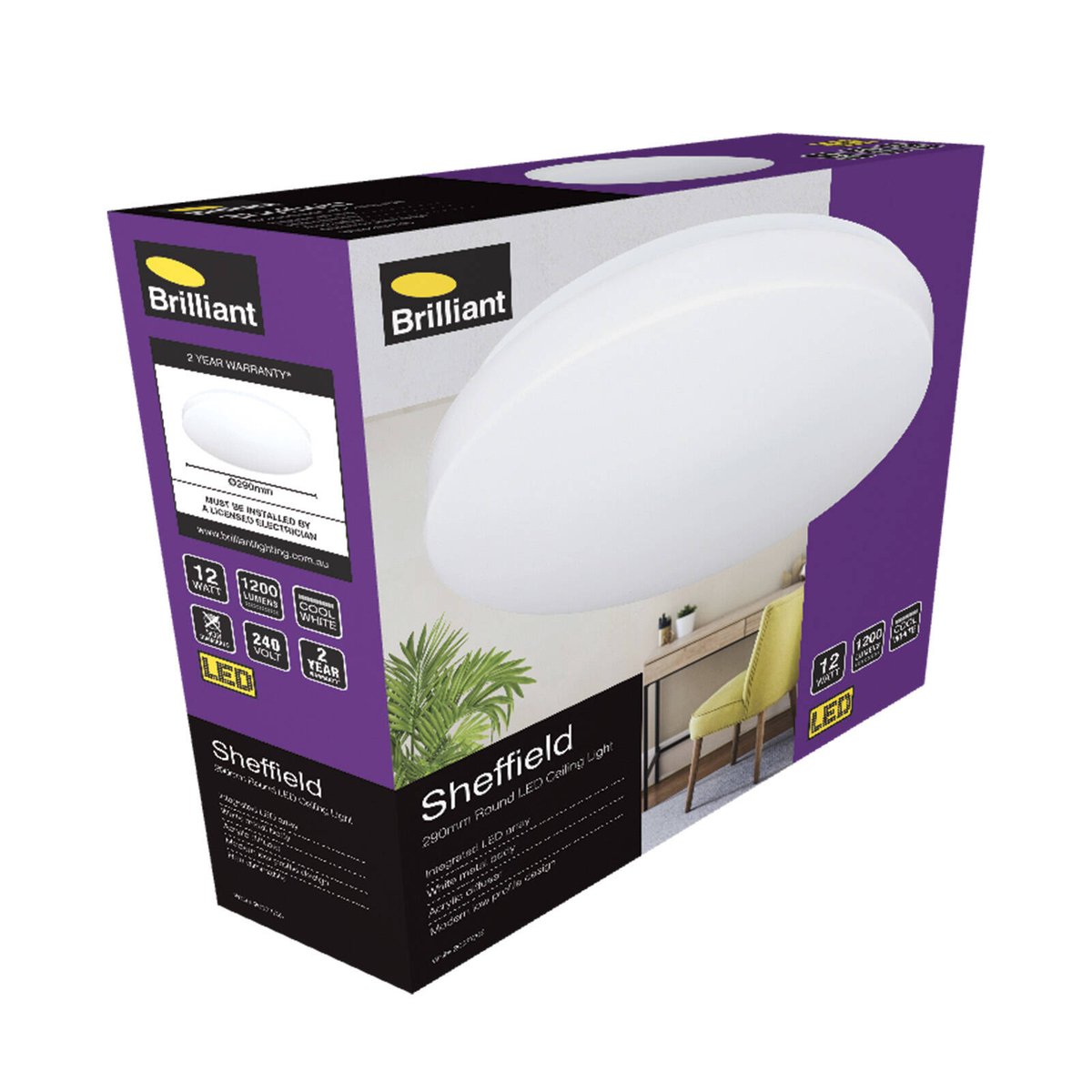 Brilliant Lighting Sheffield 29cm 12W LED Metal Oyster Ceiling Light 20377/05