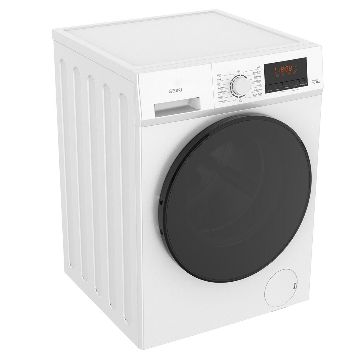 Seiki 10kg Front Load Washing Machine - White, 1400rpm Spin, Quiet Inverter - SC-1000AU10FLIN