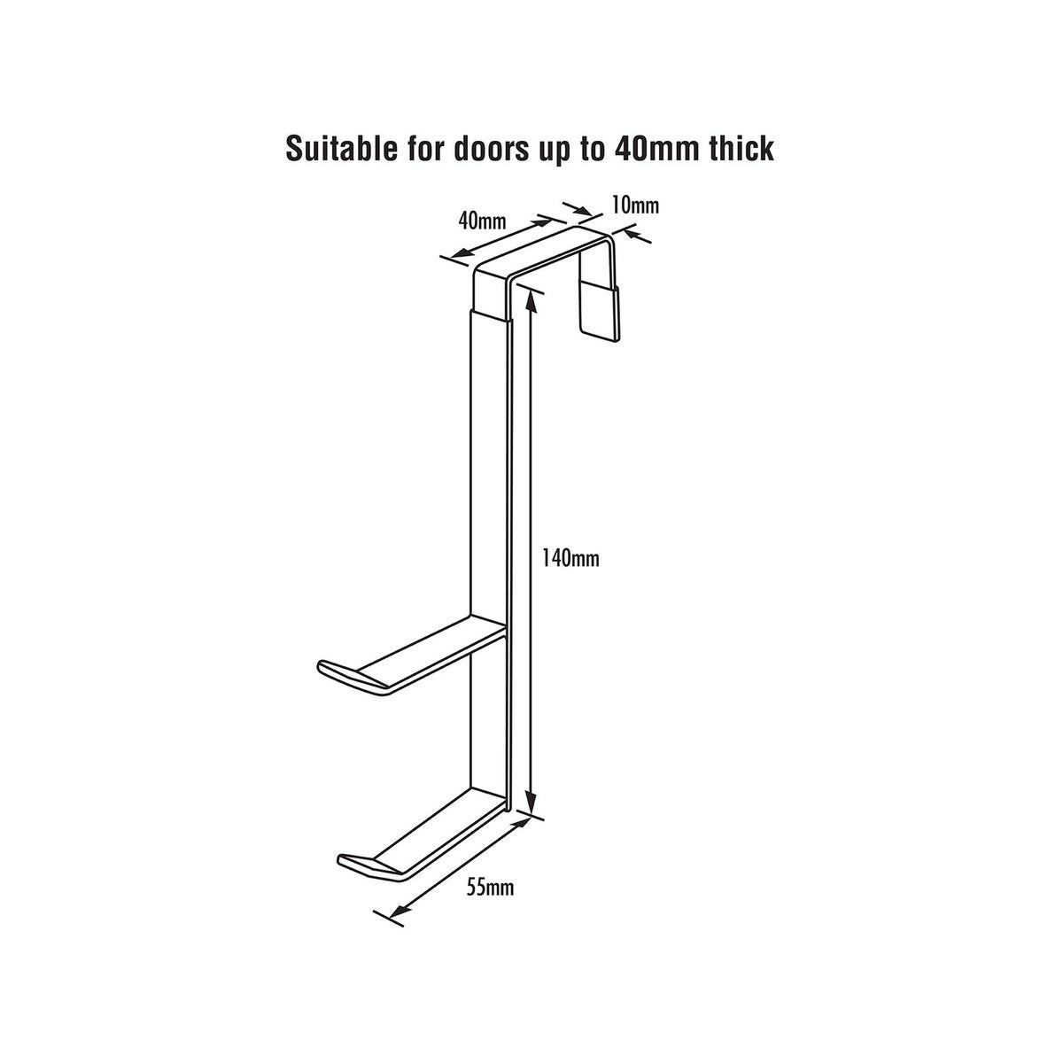 Adoored White Double Over-The-Door Deco Hook 100 x 145mm, No-Drill Coat & Hat Hanger