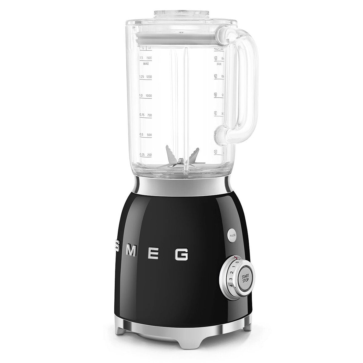 Smeg 50s Style Retro Bench Blender 1.5L - 800W Smooth Start Motor, 4 Preset Programs, Black - BLF03BLAU