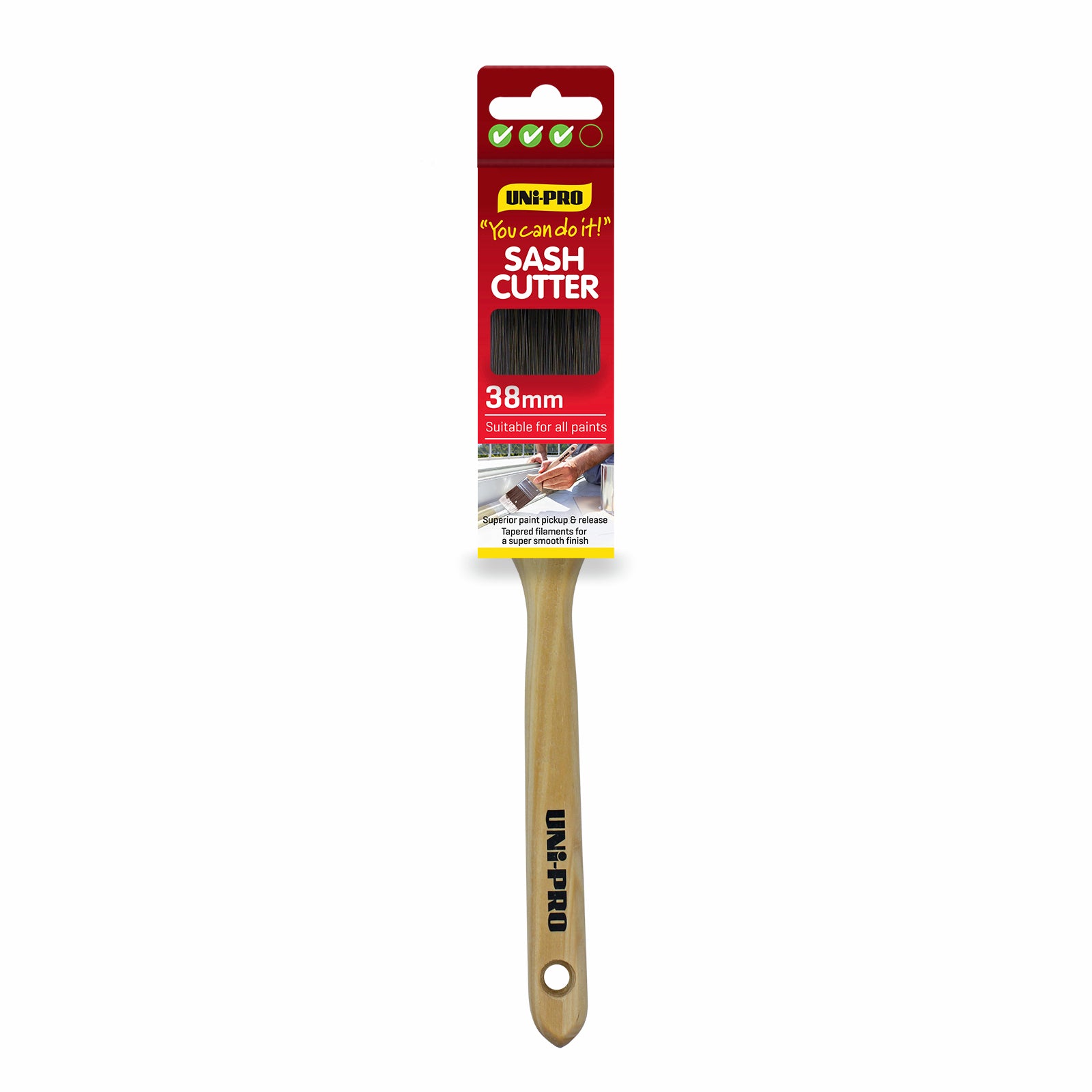 Uni-Pro 38mm You Can Do It Sash Cutter Paint Brush, Timber Handle