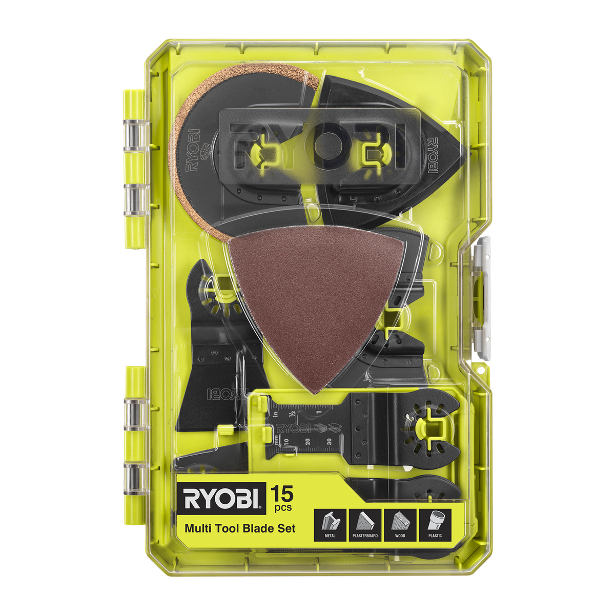 Ryobi 15 Piece Multi Tool Accessory Set - 80mm Sanding Sheets & Blades - RMTB152 - SuperSaverAU - view 1